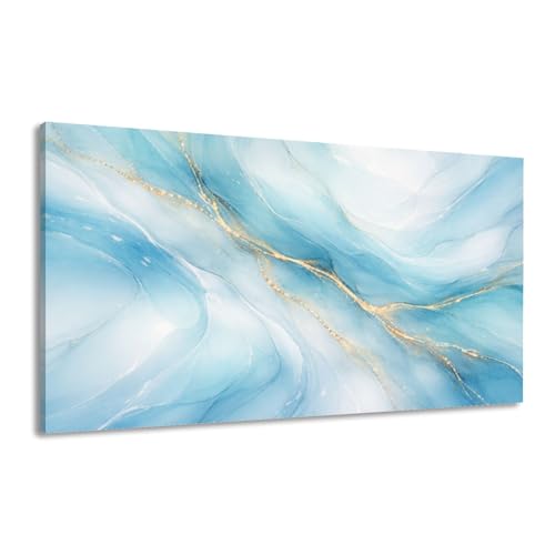 Canvas Wall Art Prints Blue gold sparkle pastel marble Large Framed Artwork Wall Paintings Pictures Posters 24"x48" Home Decor for Living Room Office Bedroom