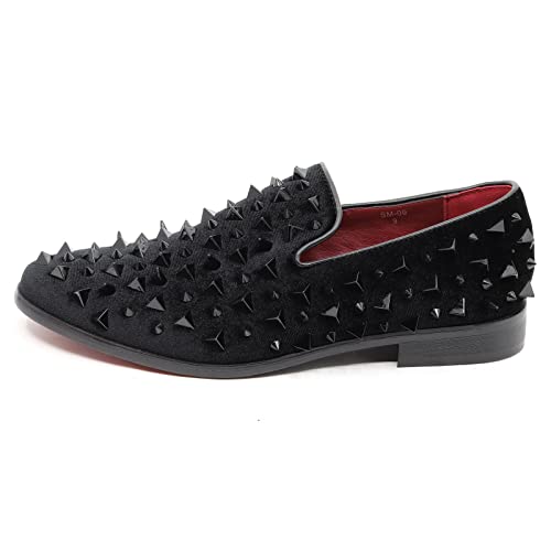 Metrocharm Men's Velvet Fashion Smoking Spike Slipper Dress Tuxedo Loafer Slip On Shoe SM-092