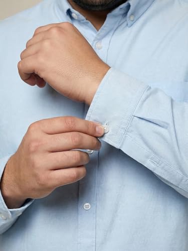 Image of Urbano Plus Men's Cotton Full Sleeve Regular Fit Solid Oxford Shirt with Button-Down Collar