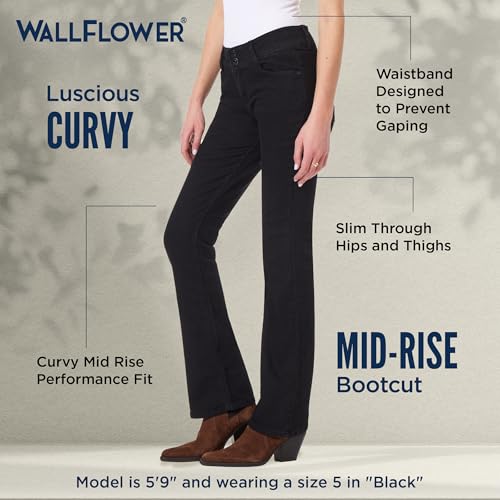 Image of WallFlower Luscious Curvy Bootcut Jeans for Women, Mid-Rise Insta Stretch Denim, Size-Inclusive Juniors Jeans