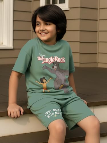 Image of Nap Chief Kids Cotton Official Disney Characters Print Co-Ord Set for Boys & Girls | Half Sleeve T-Shirt & Shorts Set | Soft Casual Summer Wear