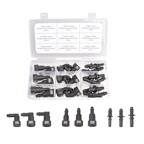 24PCS Assorted Fuel Line Hose Quick Release Connect Male & Female Push On Connector SAE 7.89mm & 9.49mm & 9.89mm