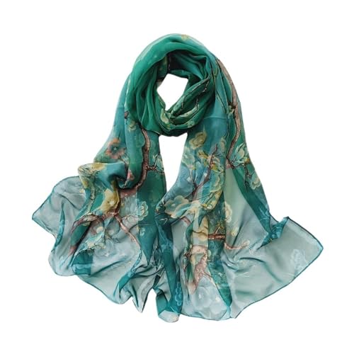 KAVINGKALY Bufanda de Seda de Mezcla de las Mujeres Ombre Bufandas Gradiente Oblonga Ligera
