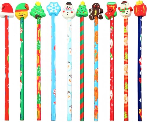 VEYLIN Matite Natalizie Con Gomma – Confezione Da 50, Design Colorati Con Tema Festivo, Ideali Per Bambini E Calze