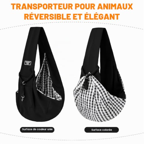 AUYAO Sac de Transport pour Chien Chat, Sac à Réglable BandoulièRe pour Petit Moyen Chiens/Chats, Sac à Bandoulière Mains Libres pour Animaux Jusqu’à 5kg pour l'extérieur, Marcher, Voyages(Noir) – vue 4