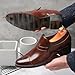 ENGEOSNGT Men's Leather Chunky Heel Slip On Dress Loafers Fashion Classic Pointed Toe Low Top Block High Heel Heightening Oxford Shoes Casual Business Wedding Prom Work Formal Shoes (Brown,7)