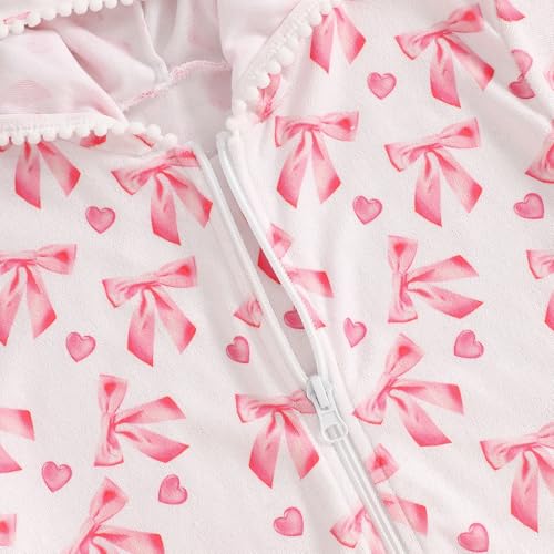 Image of Socutebabe Toddler Girl Swimsuit Cover Up Kids Beach Dress Bow Print Long Sleeve Hooded Bathing Suit Towel Coverup Swimwear