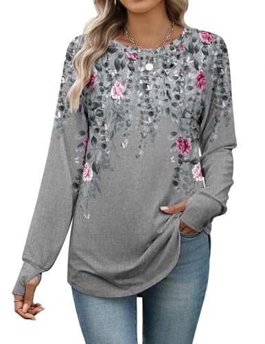 Zeagoo Women'S Tops Casual Work Outfits Long Sleeve Shirts with Thumb Holes