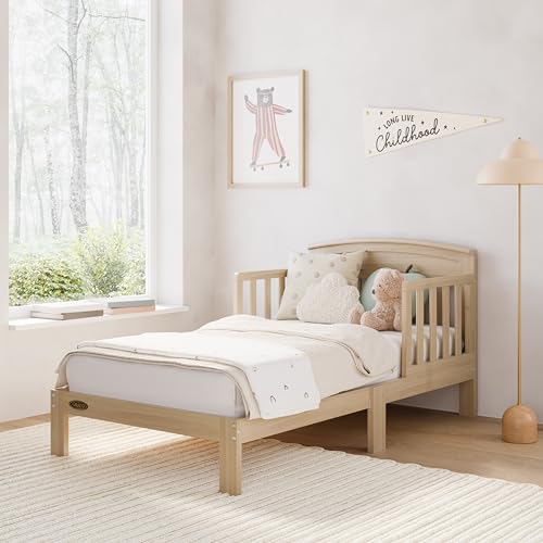 Image of Graco Benton Toddler Bed, Driftwood | GREENGUARD Gold Certified, Fits Standard Full-Size Crib & Toddler Mattress, Toddler Safety Guardrails Included, Easy Assembly