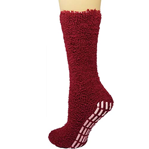 Image of Debra Weitzner Non-slip Hospital Socks Fuzzy Slipper Grip Socks For Women Men 3 Pairs