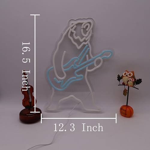 Image of Polar Bear Plays Guitar Led Neon Sign, Polar Bear Playing Music Neon Light, Rock and Roll Led Light, Live Music Show Sign Guitar Lamp Birthday Gift