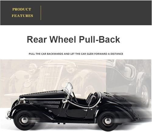 Image of SPITEN 1936 Mercedes-Benz 500 K Vintage Cars 1:32 Diecast Scale Model Alloy Metal Pull Back Toy car for Kids with Openable Doors & Light, Music Toy Vehicle for Kids - Colors as Per Stock
