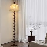 Lámpara de pie de madera de 64,2 pulgadas, lámpara de pie de lino de mediados de siglo E26, lámpara de pie regulable con pantalla de tela, luz alta de madera natural para sala de estar, dormitorio,
