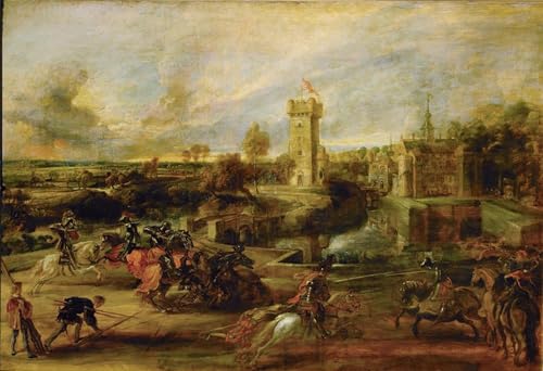 Affiche Toile Paysage avec Tournoi devant le Château de Steen par Peter Paul Rubens