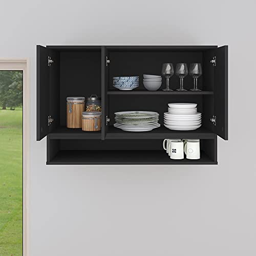 Armário Aéreo 3 Portas Com Nicho Suspenso Cozinha Parede Area Ser...