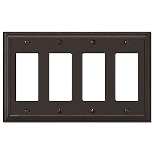 Amerelle Steps Quadruple Rocker Cast Metal Wallplate in Aged Bronze