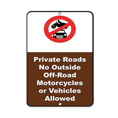 SIGNCHAT Private Roads No Outside Off Road Vehicle Allowed ���^���|�X�^�[ �E�H�[���A�[�g ���� �u���L�Ŕ� 8X12�C���`