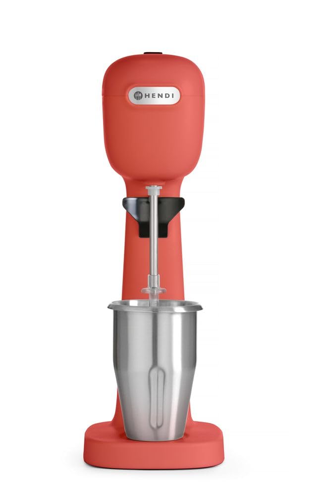 HENDI Mixeur Professionnel de Boissons, Aérateur de Boissons Légères, Frappés, Cappuccinos Glacés, 2 Gobelets et 4 Agitateurs Inclus, 230V/400W, 170x196x(H)490mm, Rouge