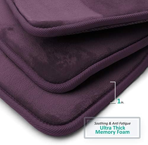 Clara Clark 2-Pack Bath Mat Set - Large and Small Bathroom Rug Set, Absorbent Memory Foam Bath Rugs, Non-Slip, Thick, Cozy Velvet Microfiber Bathrug, Plush Shower, Toilet Floor Bathmats Carpet, Purple - 4
