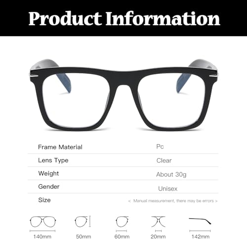 Image of LJCZKA Blue Light Blocking Glasses for Men Women Trendy Square Frame Oversized Anti Eyestrain Computer Clear Eyeglasses