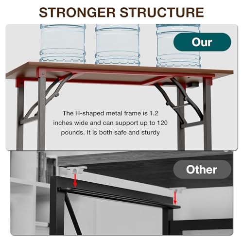Image of TEMI Long Computer Desk Folding Table - 55.1 inch Foldable Office Desk, No Assembly, Perfect Writing Table for Bedroom, Dorm, or Apartment, Portable Large Desk or Study Table with Compact Design, Walnut