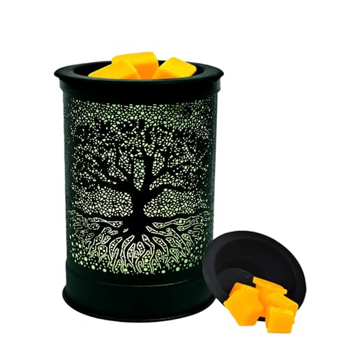 ASAWASA Metal Wax Warmer for Scented Wax,Electirc Wax Melt Warmer Candle Burner with 7 Colorful Changing Lights & 1 Silicone Dishes for Office Home Decor(Colorful Banyan)