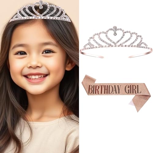 Image of Curated Cart Birthday Crown and Sash for Women Birthday Girl Sash & Rhinestone Tiara Set - Birthday Decorations Birthday Girl Crowns Tiaras for Women