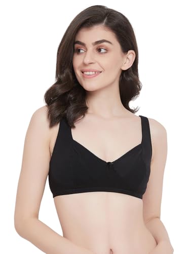 Image of Clovia Women's Non-Padded Non-Wired Full Cup Bra in Black - Cotton