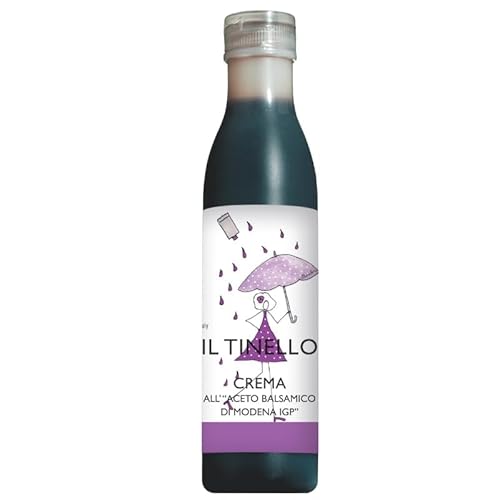 IL TINELLO Glaze with Balsamic Vinegar of Modena IGP – Crema all'Aceto Balsamico di Modena IGP, 250ml (8.45 fl oz) – Sweet, Thick & Velvety, No Added Coloring, Product of Italy