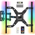 Pipishell Full Motion TV Wall Mount with LED Light for Echo Show 21/15 and 13?–42? TVs up to 44 lbs, Max VESA 200 x 200mm, Backlit TV Mount with Music Sync, Rotation Swivel Extension Tilt, PISF06B