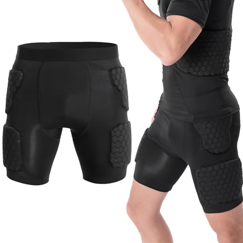Anti-Collision Basketball Football Training Underwear, Men's Eva Protection Athletic Tights, Honeycomb Padded Compression Shorts, Protective Sports Base Layer Pants for Soccer Rugby Baseball