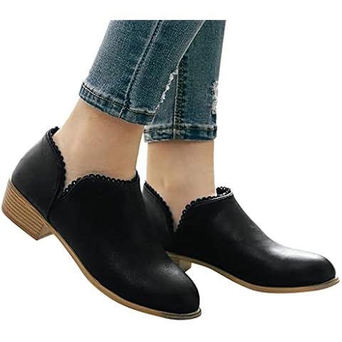 AODONG Ankle Boots for Women Low Heel,Women's Platform Sneakers Fashion Wedge Booties Slip On Side Zipper Casual Shoes Cover