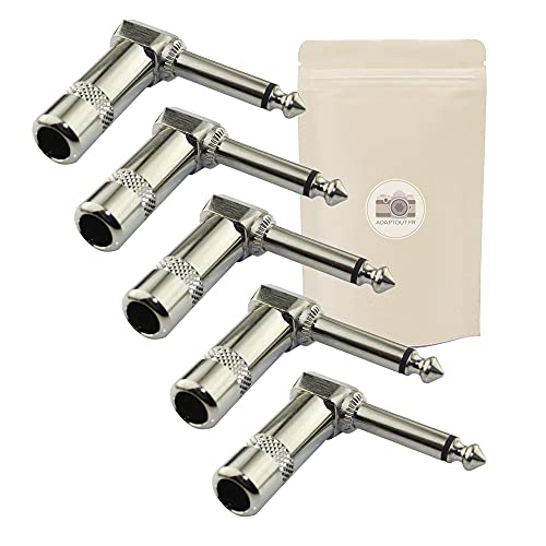 Adaptout 5X Prise Jack 6.35mm Coudé Male à Souder MONO Fiche Male Jack 6.35 mm Connecteur Soudure Angle 90 degrès