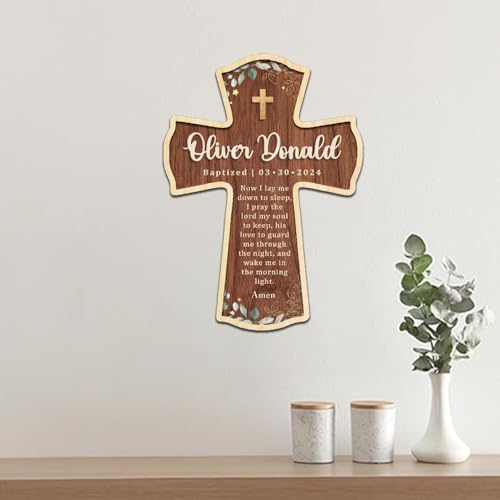 Image of Personalized Baptism Cross wood sign, Wooden sign Baptism gifts for Baby, Baptism Gift Girl /Boy, Christening Gifts Crosses for children, Baptized Cross Sign, Dedication Gift, Christening Gifts - A4