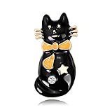 ♛Material: Legierung Yazilind Halloween Bronze Farbe Katze Zirkon einzigartige Brosche Schöne Form Brosche Nadel Anstecker Frauen Brooch Geschenk Schmuck