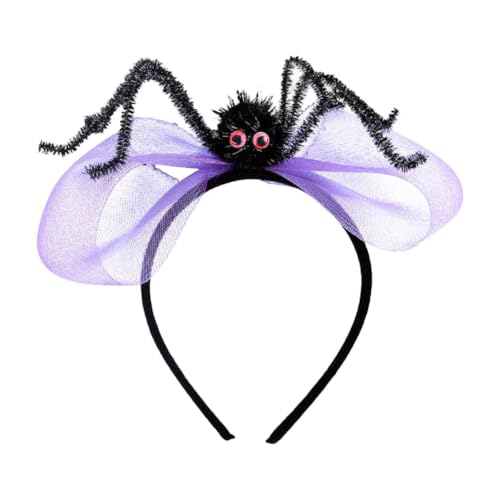9 Inch Fuzzy Spider Organza Bow Halloween Headband for Costume Parties