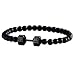 FitLife Fashion Original Dumbbell Bracelet Stainless Steel Glass Beads (Black Small)