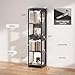 BROTTAR Glass Display Cabinet, 4-Tier Curio Cabinets with 3 Color Lights for Collectibles, Storage Cabinet with Door, Glass Display Case & Bookcase with Human Body Sensor, Black