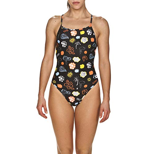 Arena Tropical Storm Challenge Back Reversible One Piece Swimsuit, Black - Multicolor, 30