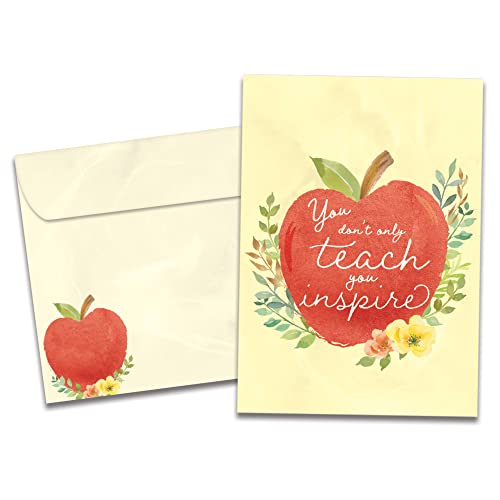 Tree-Free Greetings Teacher Appreciation Cards - Artful Designs - 1 Card + Matching Envelopes - Made In Usa - 100% Recycled Paper - 5&Quot;X7&Quot; - Heartfelt, For Teacher, You Inspire (Go64427)