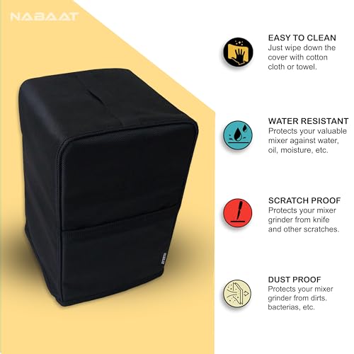 Image of NABAAT Mixer Grinders Waterproof Dust Cover for Cookwell /Wonderchef /Nutri pro /Nutri bullet Juicer Mixer Blender Kitchen Table Top Standard Size, Black (6 inchX 6 inchX 12 inch)