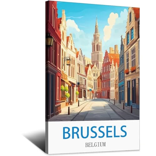 Poster de voyage Bruxelles vintage 60 x 90 cm cadeau idéal passionnés