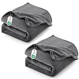 CozyLux Kuscheldecke Flauschig 2er Set Decke 150x200-2 Stücke Set Flanell Kuscheldecke 150x200, Weiche Sofa Decke, Warme Fleecedecke Wohndecke, Leicht Sofa Überwurf, XL Blanket 150x200 cm, Grau