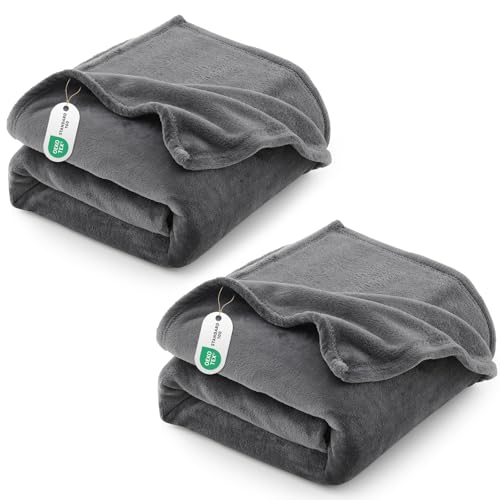 CozyLux Kuscheldecke Flauschig 2er Set Decke 150x200-2 Stücke Set Flanell Kuscheldecke 150x200, Weiche Sofa Decke, Warme Fleecedecke Wohndecke, Leicht Sofa Überwurf, XL Blanket 150x200 cm, Grau