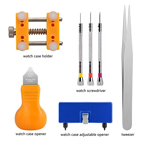 Watch Battery Replacement Tool Kit: EasyTime Watch Repair Kit for Watch Back Case with Adjustable Watch Case Opener, Watch Back Remover Tool with Screwdrivers, Pry Knife, Case Holder, User Manual