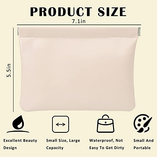 Pasnowfu Pocket Comestic Bag, Waterproof Leather Comestic Storage Bag For Lipstick, Foudation, Makeup Sponge And Other Travel Makeup Product, No Zipper Self-Closing Travel Bag White #TOP4