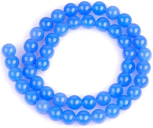 HAAMIIQII 45pcs 8mm Natural Blue Agate Beads Round Loose Gemstone Beads for Jewelry Making DIY Bracelet Necklace - 4