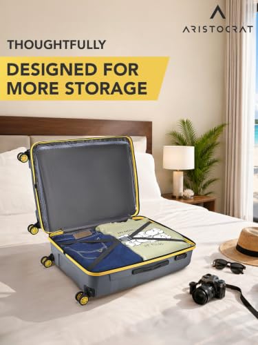 Image of Aristocrat Comet Cabin Polycarbonate Hard Case 8-Wheel Trolley Bag, Grey