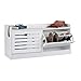 Relaxdays Scarpiera, 2 Ante a Ribalta, Mobile Porta-Scarpe per Corridoio, 8 Paia di Scarpe, HxLxP: 46x97x30 cm, Bianco