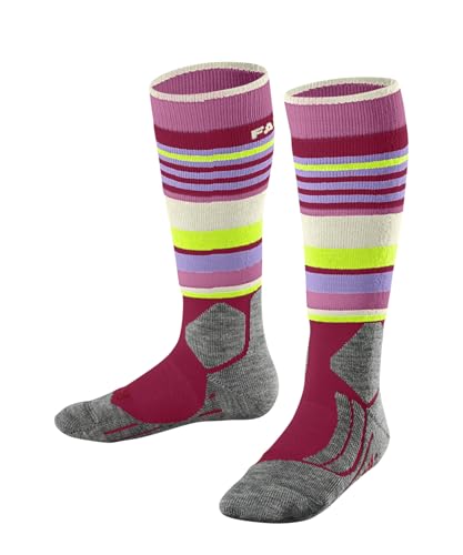 FALKE Unisex kinder Skisocken SK2 Intermediate K Kh Wolle Funktionsmaterial warm dick 1 Paar, Rot Rose 8564, 31-34